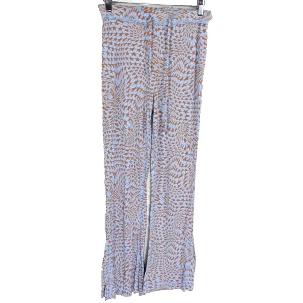 Out From Under Blue Gold Star Print Flare Lounge Pants